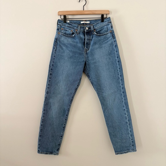 Levi’s Premium Wedgie Straight Ankle Jeans High Rise Button Fly Vintage Blue 28 - Picture 15 of 16